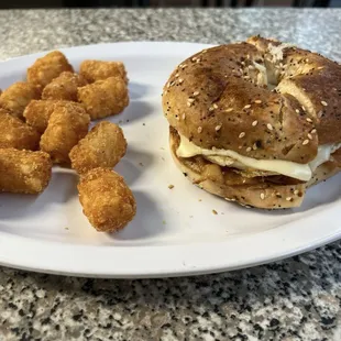 Breakfast sandwich on bagel