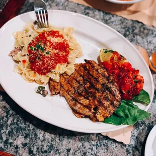 Bistecca alla Palermintana (grilled veal w/ chopped tomatoes, olive oil, basil &amp; garlic) / $24.95