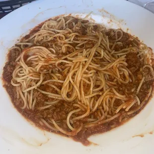 Angel Hair Pasta with Meat Sauce