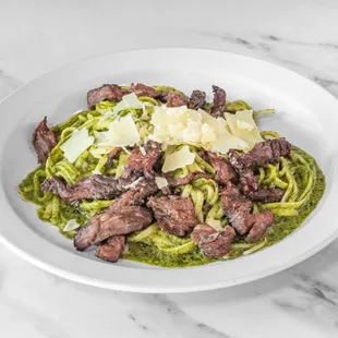 Pasta in our Pesto Sauce with Steak
