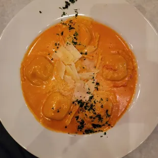 Lobster ravioli in vodka sauce