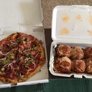 Specialty Pizza  &amp; Arancini Balls - delicious!