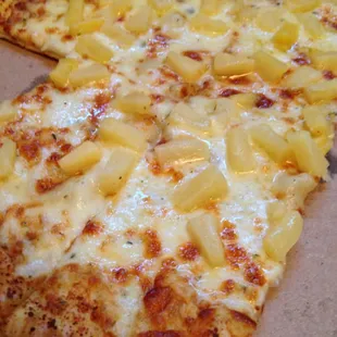We call this Pineapple Express- Alfredo and pineapple. Decadent!