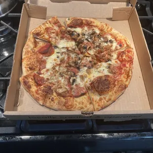 Sausage, pepperoni and mushrooms