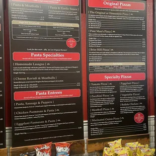 menus and prices