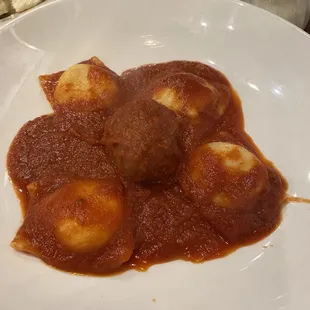 Ravioli and meatball