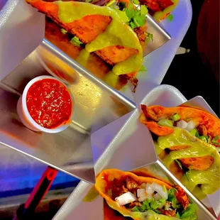 a variety of tacos