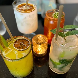 Mango Margarita, Havana Mojito , Spicy Bloody Mary, Guanabana Colada