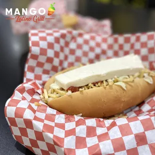 Venezuelan style hot dog