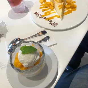 Mango sticky rice and mango crepe