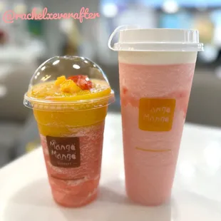 Left - Mango Strawberry Smoothie-O, Right - Cheese foam blush peachy