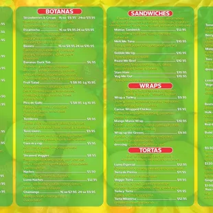 menu, burritos and wraps