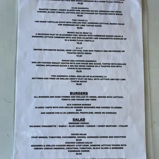 Limited Lunch Menu