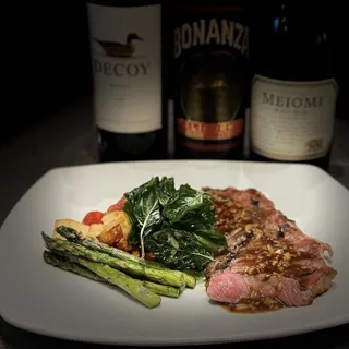 Grilled New York Strip with Basil Garlic Sauce