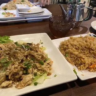 Thai garlic chicken and pineapple fried rice.