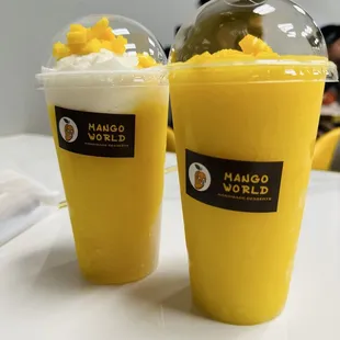 Enjoying these inside the cafe: 2 x A3 Mango &amp; Coconut Mango w/ Sago