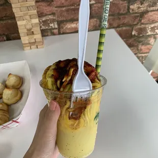 Mangobiche top with chamoy, tajin, chili powder