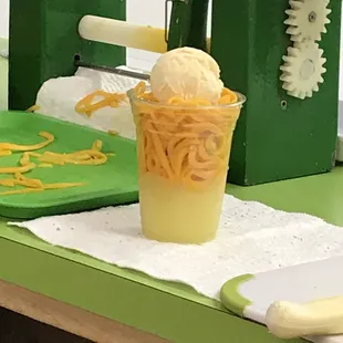Mango mix with iced cream.