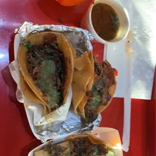 Quesabirria tacos and consome