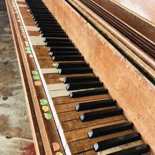 a close up of a piano
