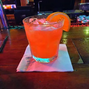 My drink, looks red, but was orange like a carrot