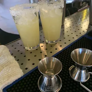 Margaritas with freshly squeezed lime juice!