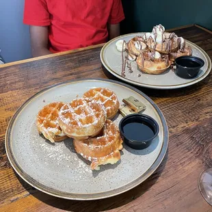 Banana Nutella Waffles + Plain Waffles - I'm feeding a growing young man.