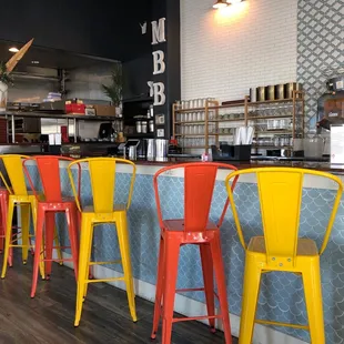 The colorful coffee bar at Mango's.