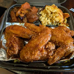 Honey Fried Chicken, Candied Yams and Mac