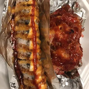 Volcano on the right and Mango roll on the left