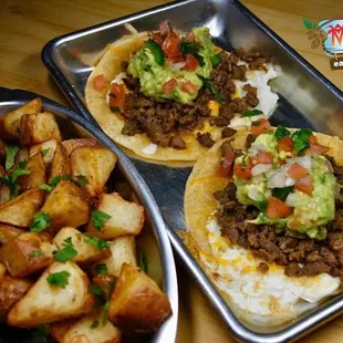Breakfast steak tacos and potatoes (weekend brunch only)