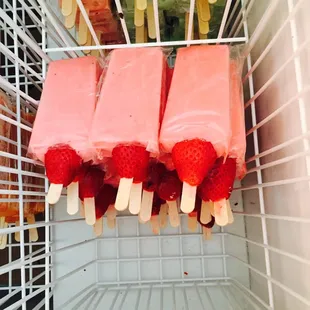 popsicles in a refrigerator