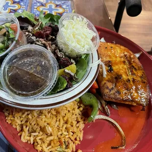 Grilled Salmon Fillet with rice and side salad