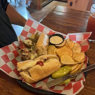 Cheese steak sandwich and homemade chips were awesome!!!