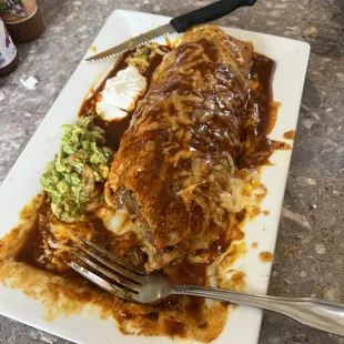 Asada burrito wet salsa roja