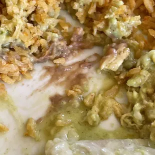 Same beans in my plate when asked not to put none got covered with rice