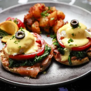 Eggs Benedict Royale for brunch at Mango&apos;s!