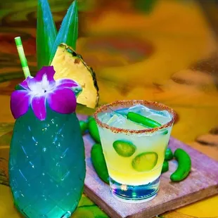 a pineapple and a margarita
