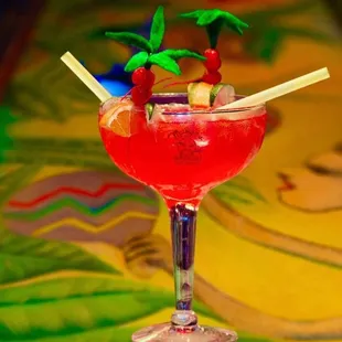 a glass of fruity drink