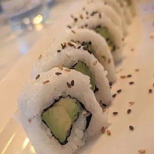They have a gluten free menu!  Ask for it!  Avocado Roll with GF Soy sauce.