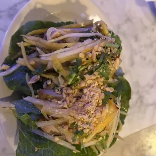 Papaya Chicken Lettuce Wraps