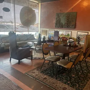 the dining room and living room