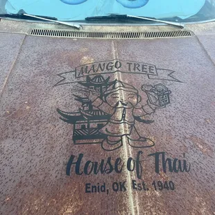 the hood of an old car