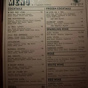 menu