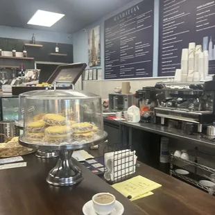 coffee and pastries on display