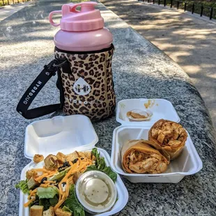 Buffalo chicken wrap and salad