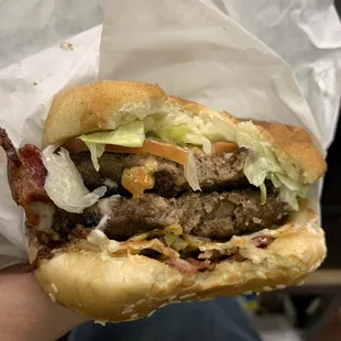 Bacon Egg &amp; Cheese double burger.