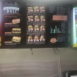 Menu board sandwiches