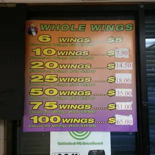 the price of whole wings