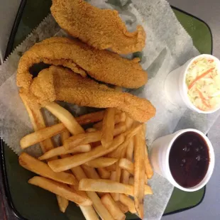 a plate of fries and coleslaw